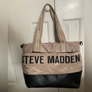 Steve Madden Beige and Black Duffel Bag